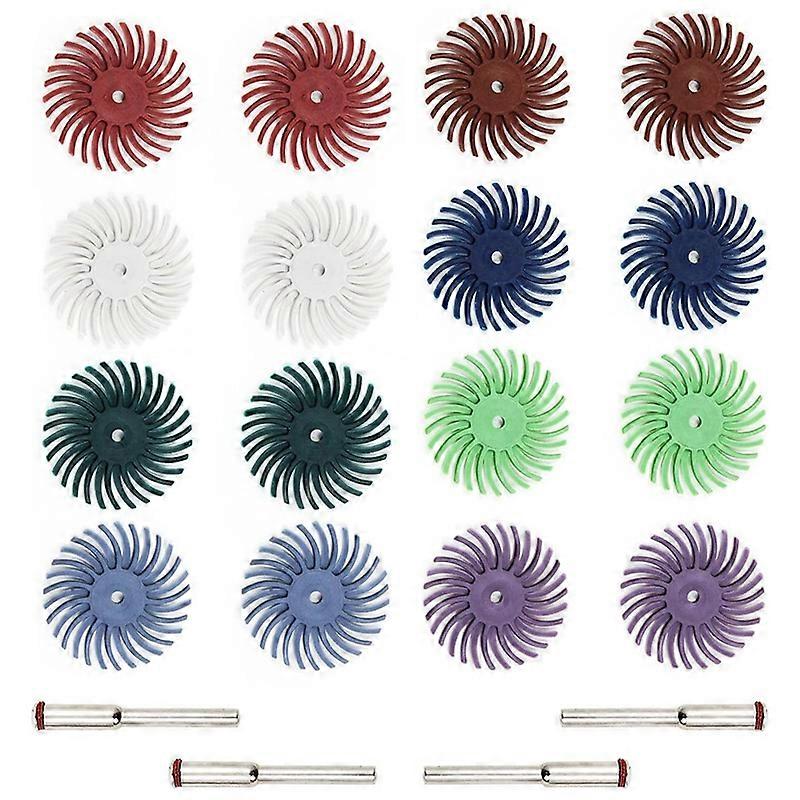 16PCS Abrasive Brush Wheel Radial Bristle Disc Mixed Buffing Wheel Brushes Set with 4x Mandrels for