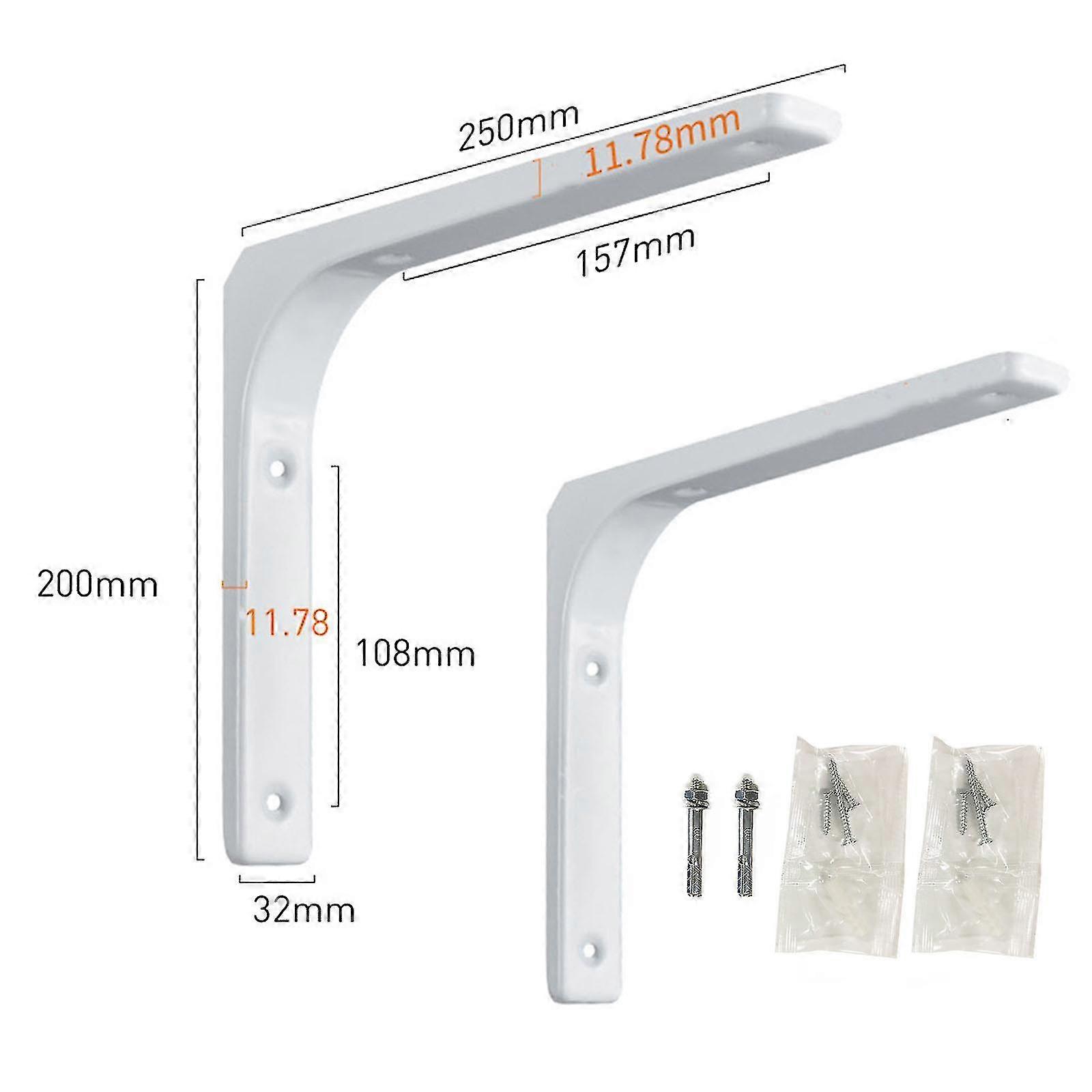 2 Pcs Right Angle Bracket Wall Mounted Float Shelf Brackets For Bookcases( Size,color : White-250*200