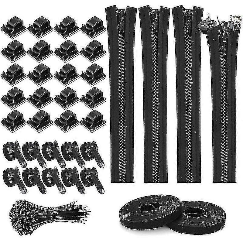 Split Cable Sleeves With Self Adhesive Cable Clips, Self Adhesive Tie Rolls