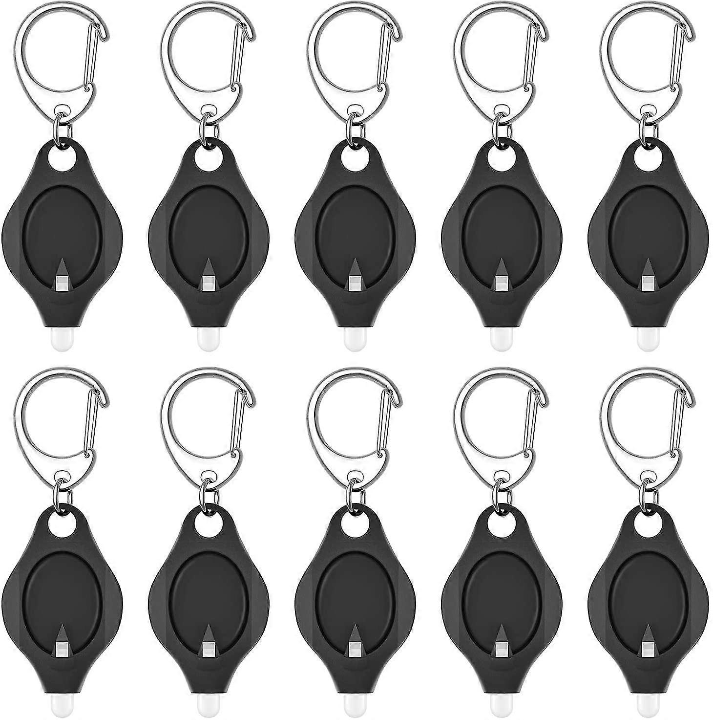 10 Pack Mini Keychain Flashlight Ultra Bright Led Key Ring Light Torch, Black