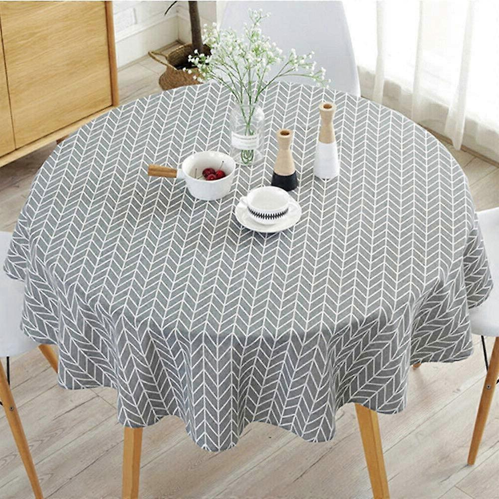 ATopoler Round Tablecloth Simple Nordic Style Cotton Linen Fabric Circular Table Cover Wrinkle-proof for Kitchen Dinning Tabletop Decoration Diameter