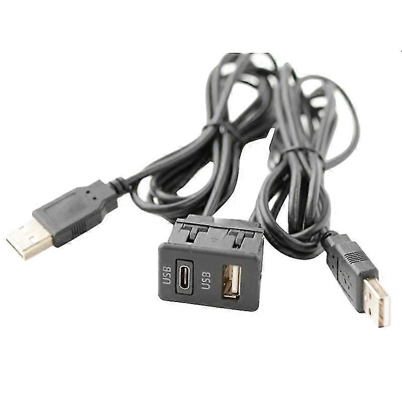 150cm Car Dash Flush Mount 2 Usb Port Panel Auto Boat Dual Usb-tapyc Extension Cable Adapter For