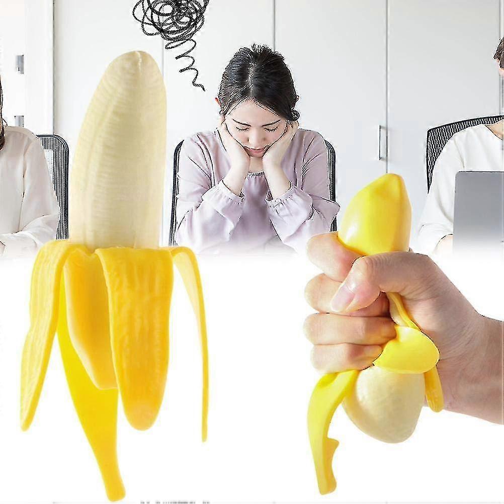 2pcs Stress Reliever Toy, Banana Shaped Simulation Squeezing Fruits Toy