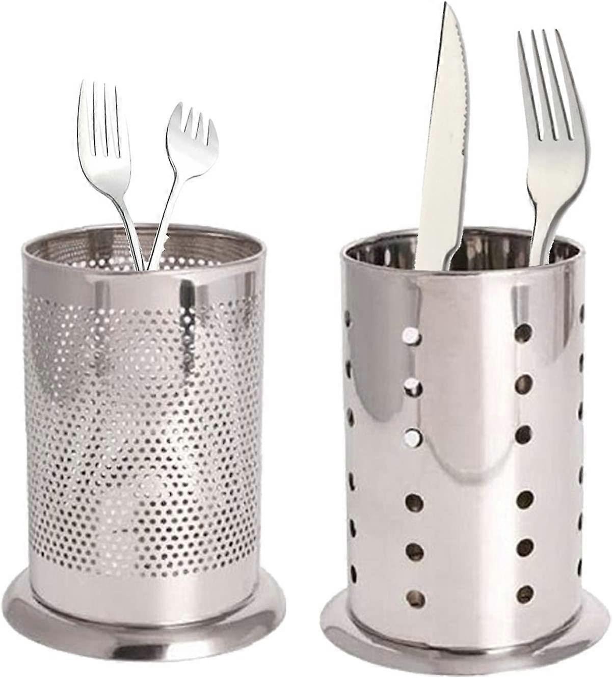 Silver Stainless Steel Utensil Holder Basket2PCS