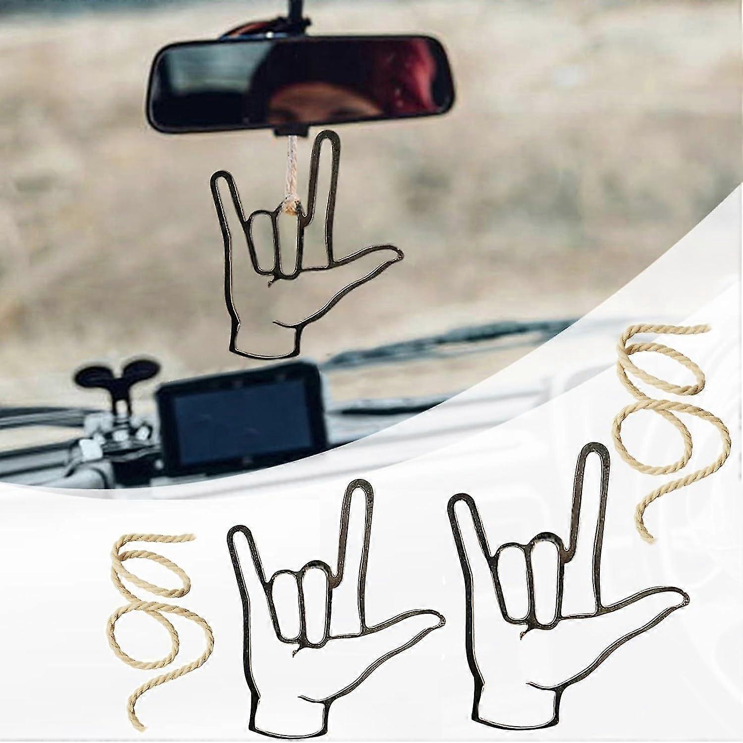 أنا أحبك قلادة إيماءة ، قلادة إيماءة اليد ، هدية عيد الحب قلادة إيماءة معدنية ، زخرفة معلقة للتعبير عن الحب