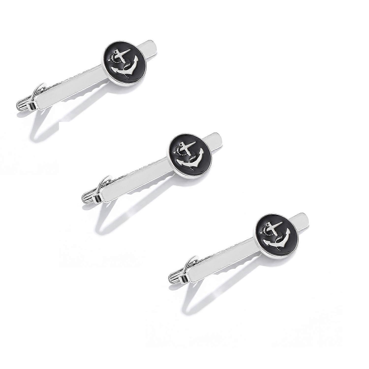 3 pieces black round tie clips