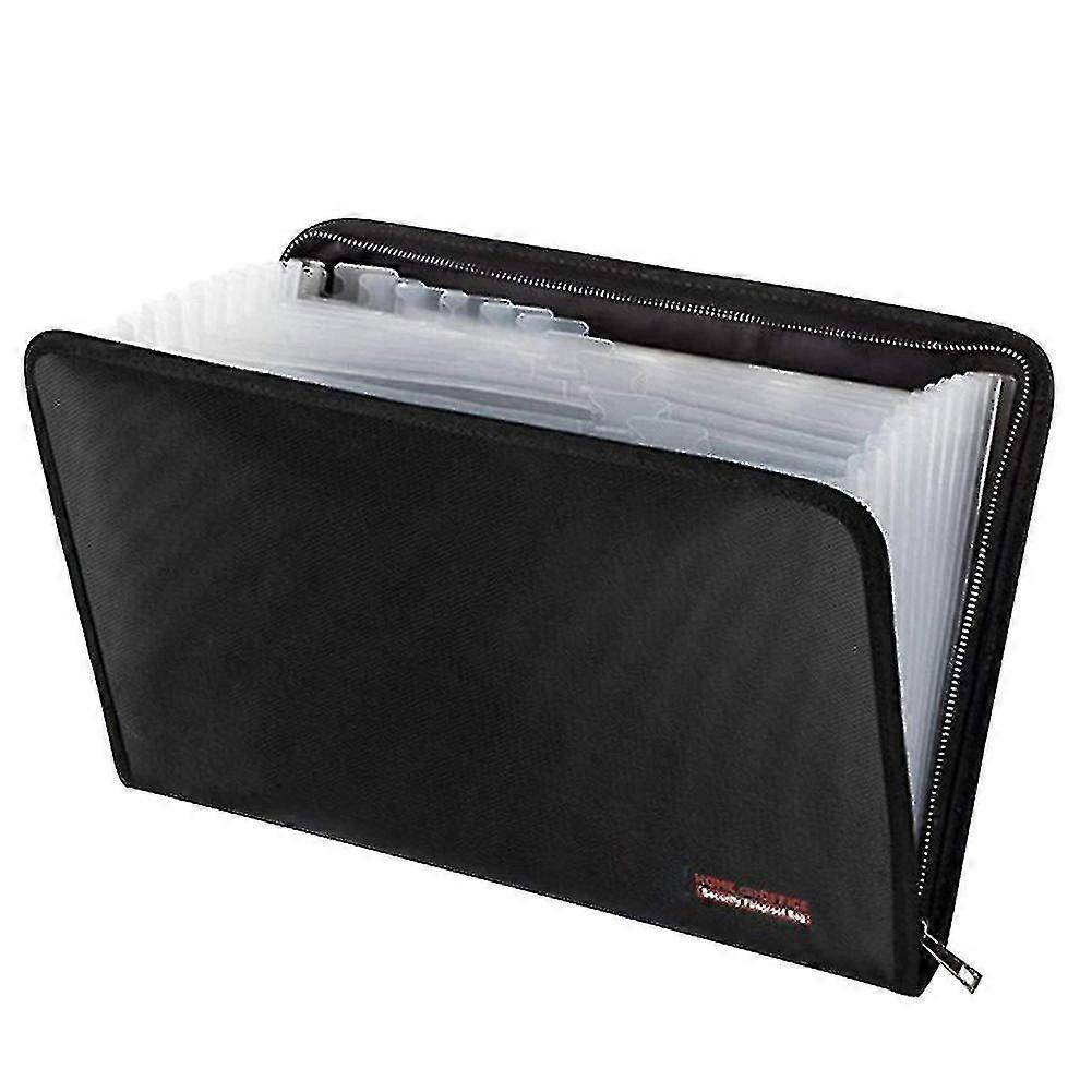 Fireproof Waterproof File Folder Money Document Bag With 12 Pockets Zipper Closure