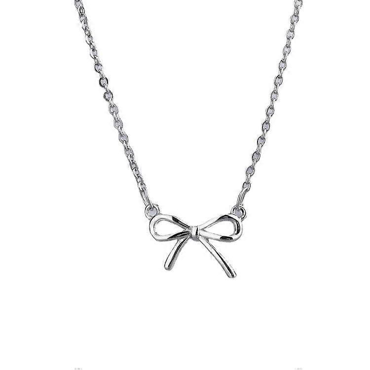 Silver bow pendant necklace