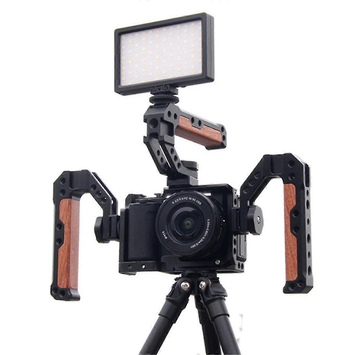 Universal Dslr Camera Rig Top Handle 3 Cold Shoe Adapter Mount For Monitor Led Light Microphone Pea