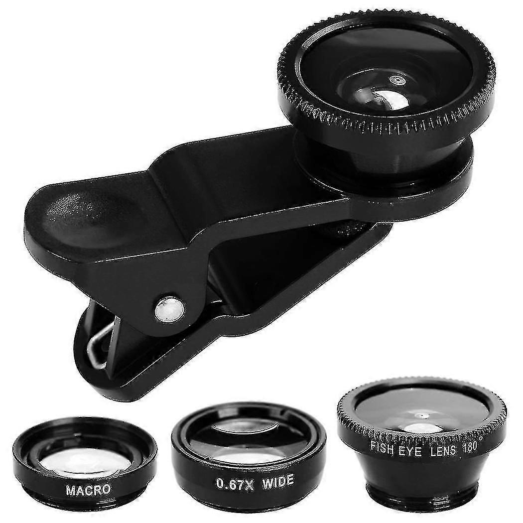 Universal Clip Lens 3 In 1 Fish Eye Wide Angle Camera Lens Kit Macro Lentes For Smart