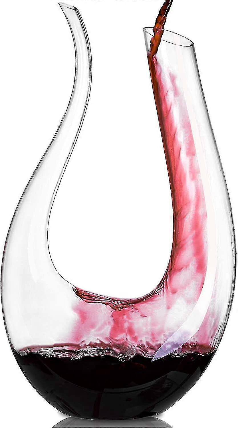 إبريق النبيذ ، مجموعة زجاجات النبيذ الزجاجية الكريستالية على شكل حرف U ، دورق زجاج النبيذ الأحمر الخالي من الرصاص ، زجاجة نبيذ هوائية مع زجاج الدورق ، روبوت الدورق