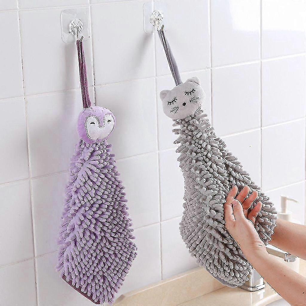 2 Pcs Bathroom Hands Towel Kitchen Bath Supplies Cleaning Tool Absorbent Microfiber