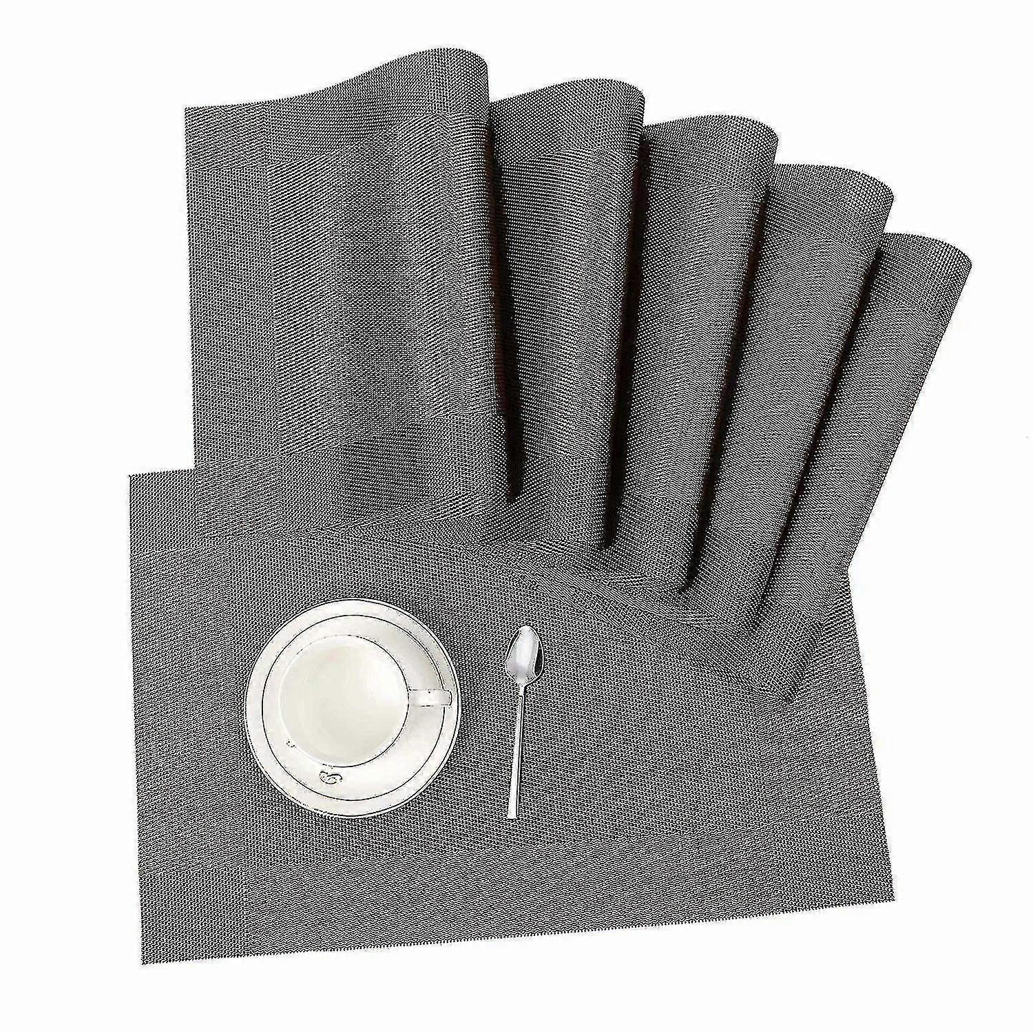 Placemats Set of 6 - Non-slip, Wipeable, Heat-resistant for Home and Dining Table (Brown)