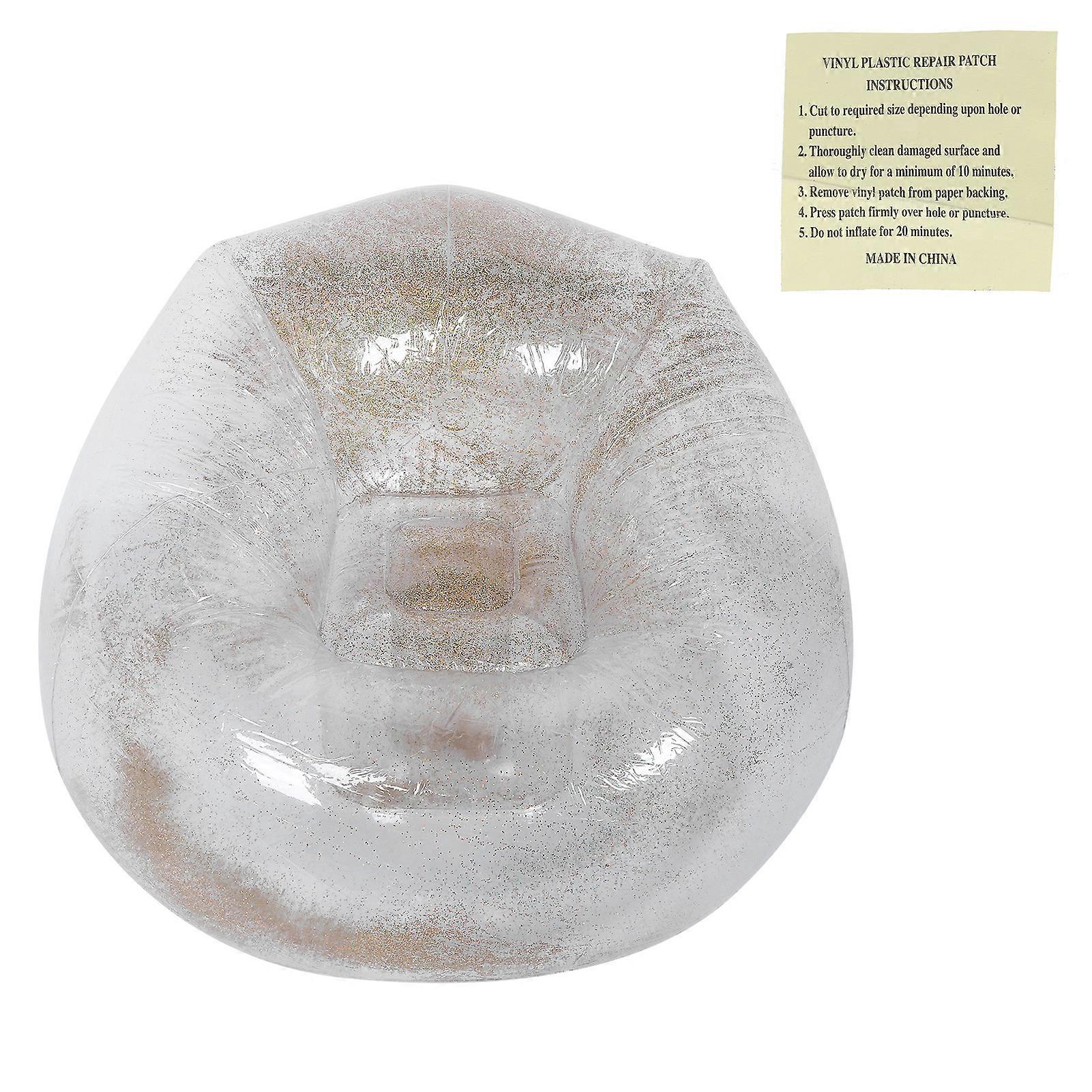 Adult Transparent Folding Inflatable Sofa Chair with Sequin Decor for Leisure Nap Sleeping