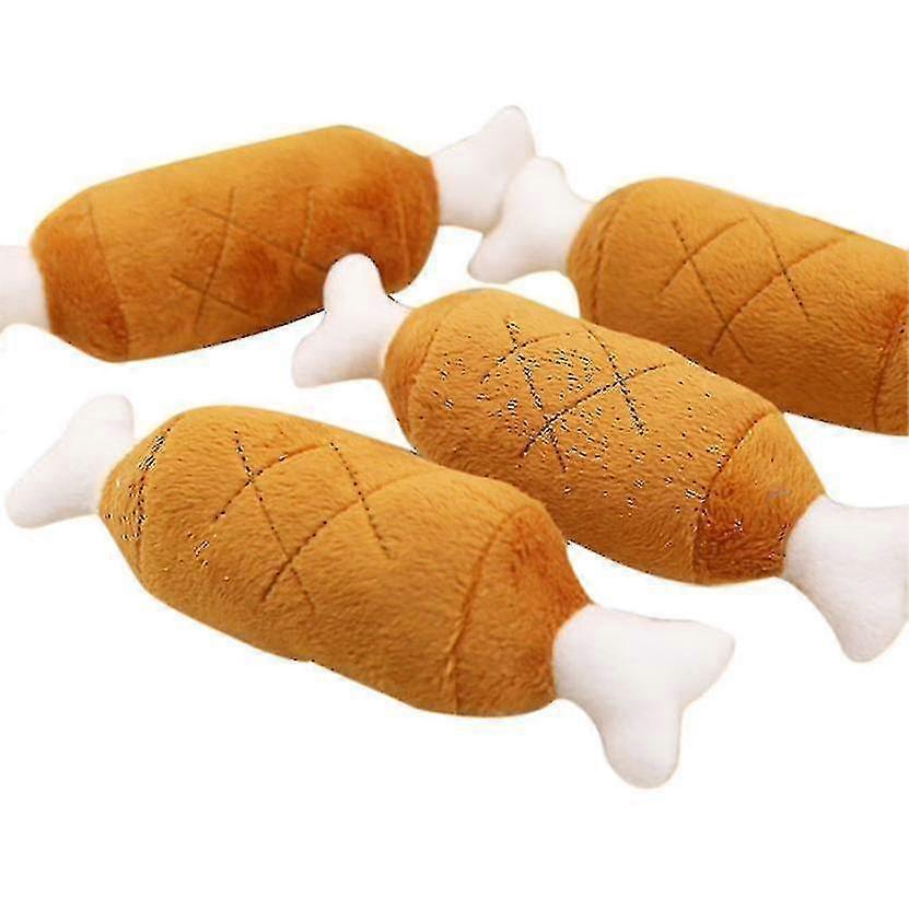ペット犬チキンレッグスぬいぐるみインタラクティブ魅力的なサウンドキャッツ犬のおもちゃ4ピースブラウン