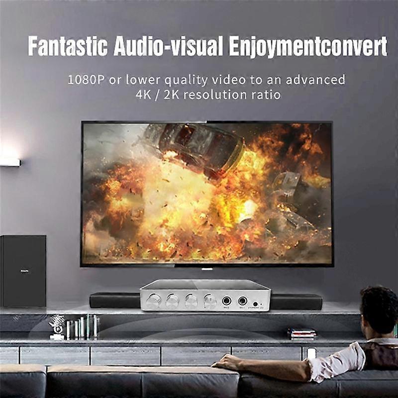 KM200 4K Karaoke Sound Mixer Audio Mixer Dual Microphone Input Volume Adjustment for Stage KTV Room-EU Plug