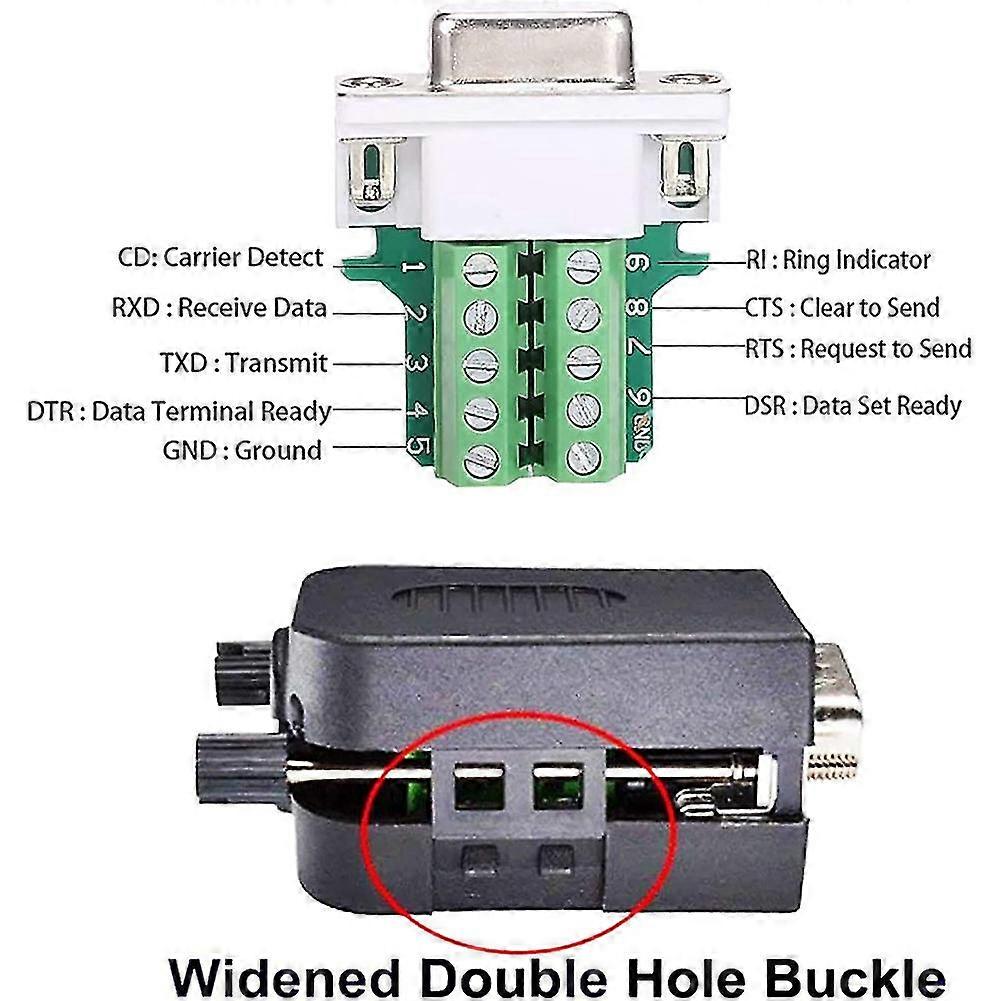 DB9 Female To Bare Wire Serial Cable 3FT | 9-Pin Solderless Terminal Blocks For RS232/RS485, Straight-Through