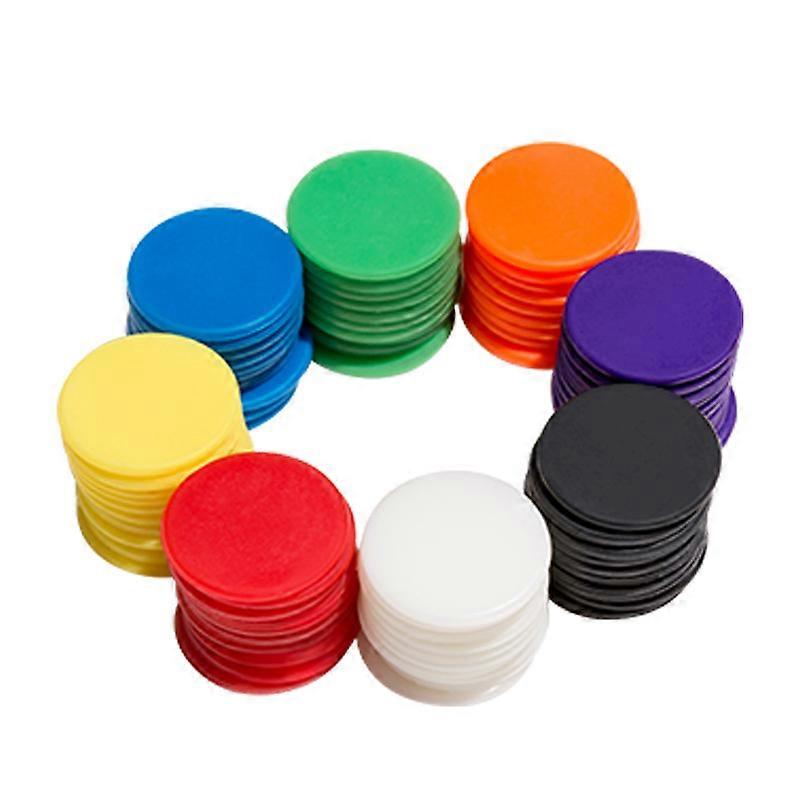 Random Color400 Pieces 25mm Plastic Poker Chips Small Learning Counters Blank Chip Card for Playing Game Math Learning