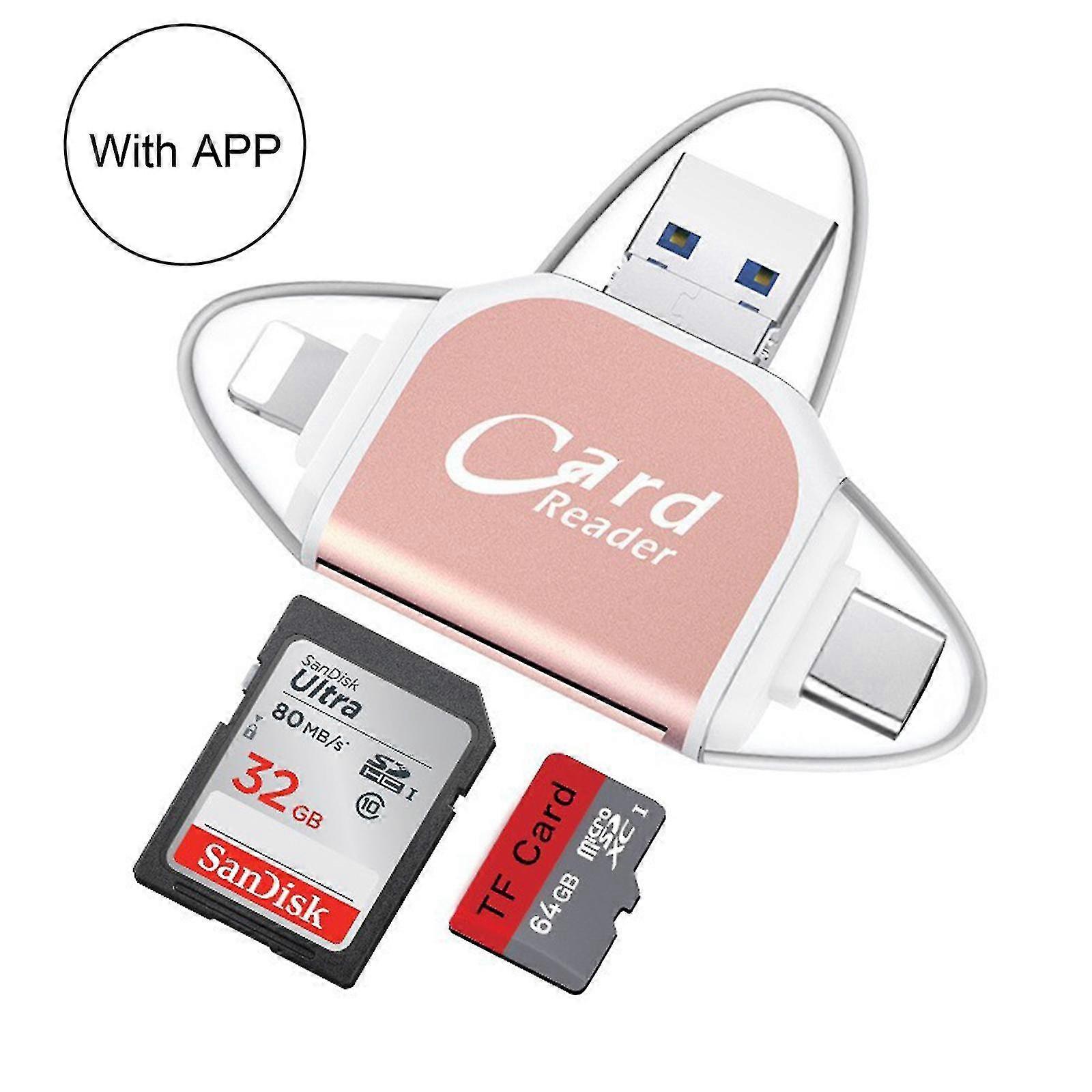 4 In 1 SD Card Reader Micro TF Adapter to View Camera Photos And Videos on Windows Mac iPhone Android