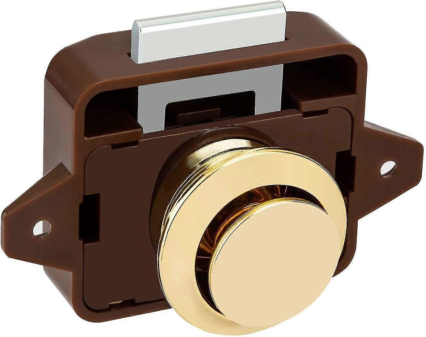 2pcspush Button Cabinet Door Catch Lock Caravan Motorhome Camper Latch Cupboard Gold Knob,rv Wall Cabinet Lock Wall Cabinet Button Lock Toolbox