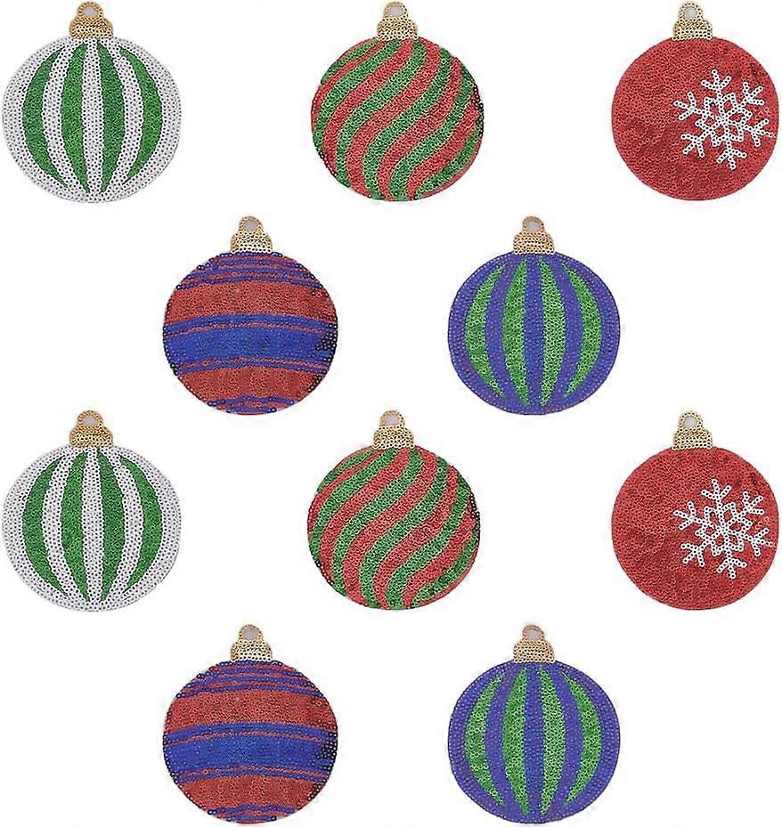 10 Pcs Christmas Color Ball Sequin Patch 5 Style Color Ball Iron on Sequin Patch Polyester Sew on Decorative Patch Colorful Paillette Fabric Patch Chr