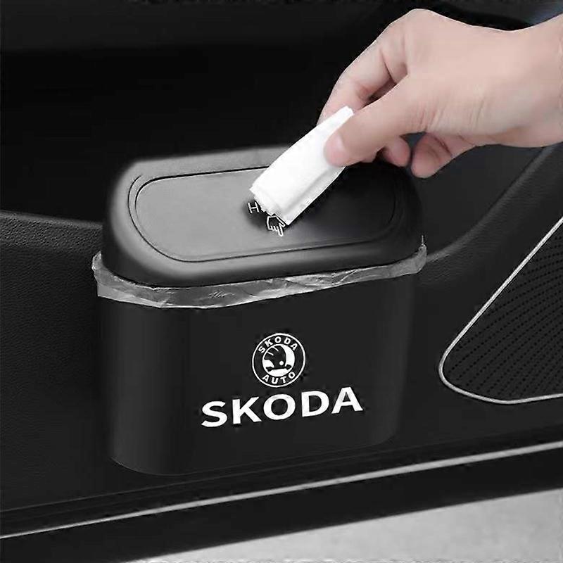1Pcs Car Garbage Can Car Trash Can Auto Organizer Storage Box For Skoda Octavia Rapid Kodiaq Karoq Superb Fabia Kamiq VisionS