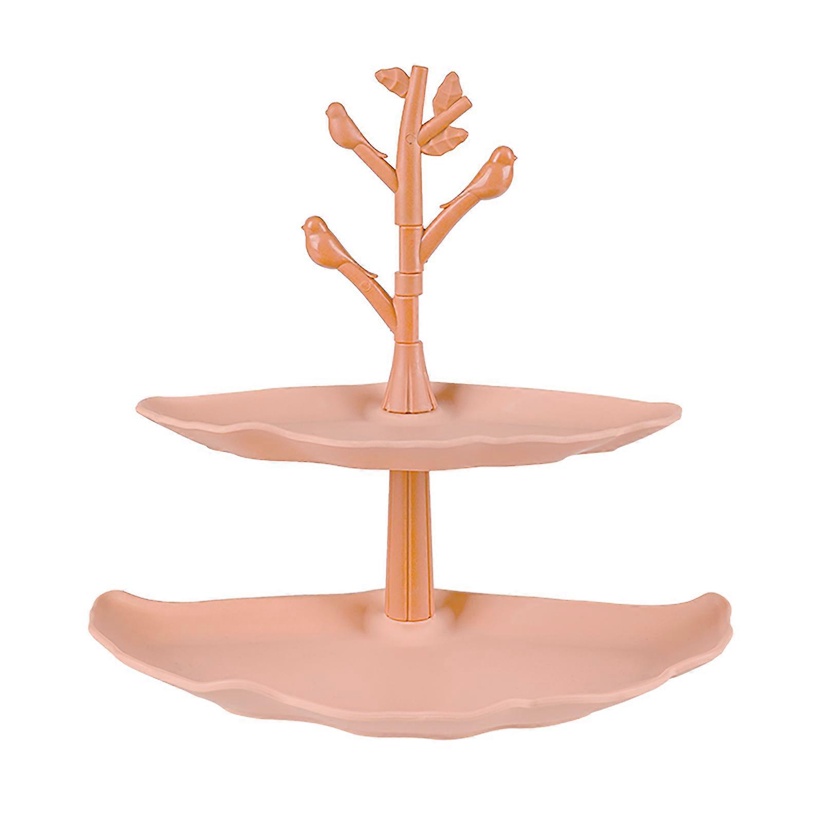 Snack storage rack of dry fruit tray in the living room fruit tray double layer tray double layer pink dessert display rack