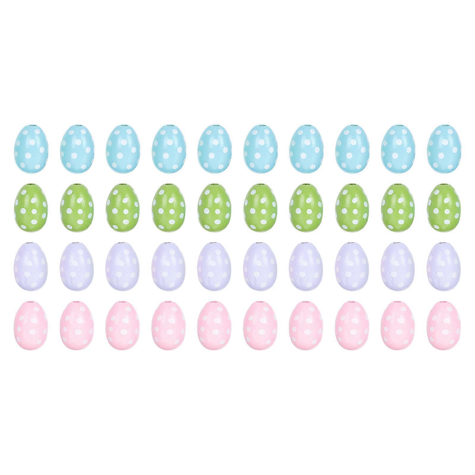 40 Pcs Easter Egg Shape Wooden Beads DIY Craft Making Beads DIY String Making Beads