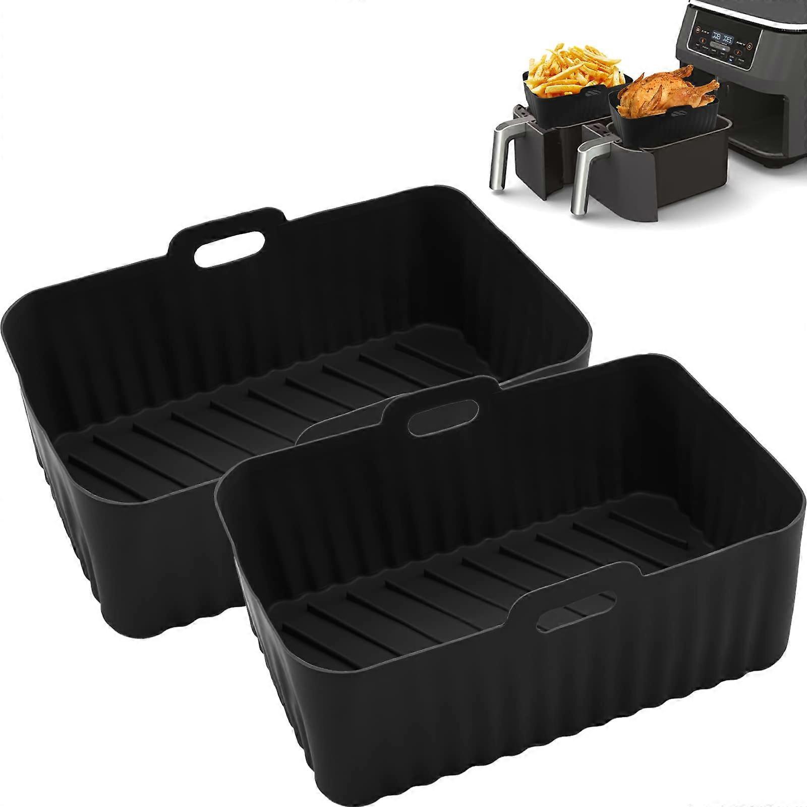 Paquet de 2 doublures de friteuse à air réutilisables, accessoires de friteuse à air pour four à micro-ondes Ninja AF300UK AF400UK