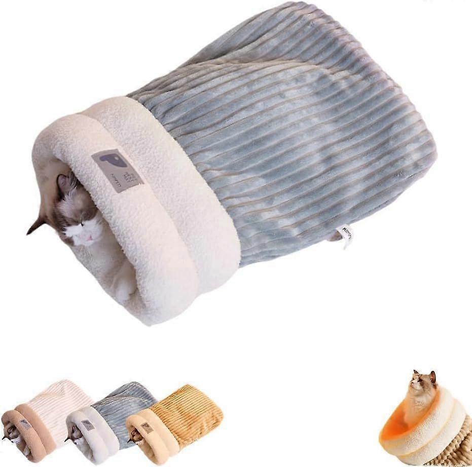 Cat Winter Warm Sleeping Bag Bed Soft Plush Cat Hideaways Snuggle Sack Cat Cave Bed for Indoor Cats