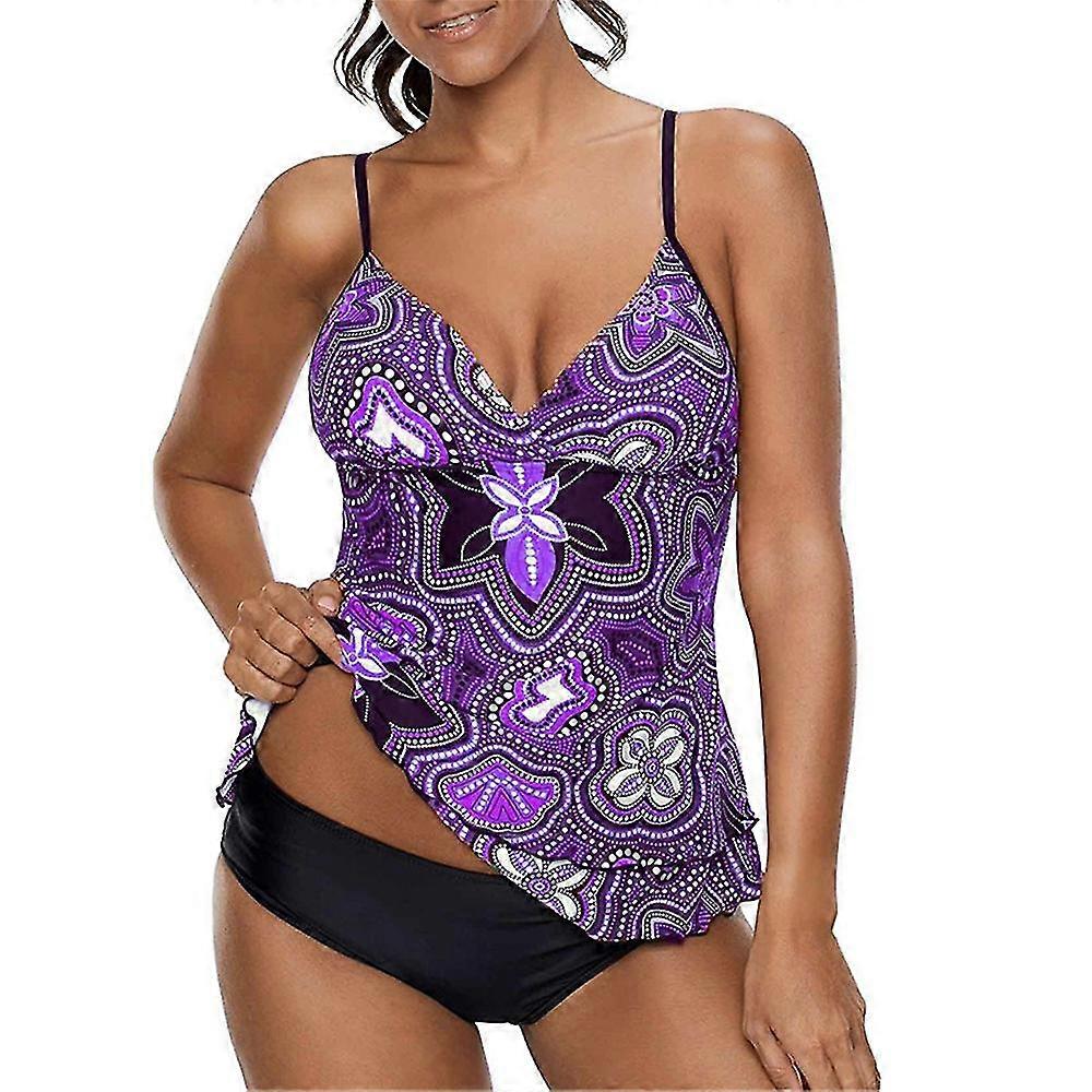 Plus Size Femmes Maillot de bain Boho Tankini Set Tank Slip maillot de bain