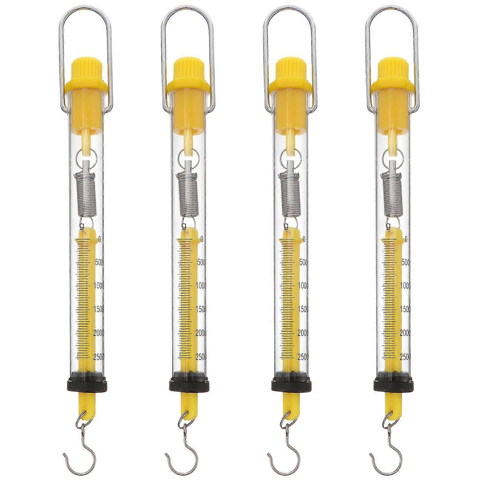 4pcs Spring Scale Tubular Spring Scale Newton Force Meter Dynamometer Hook Scale