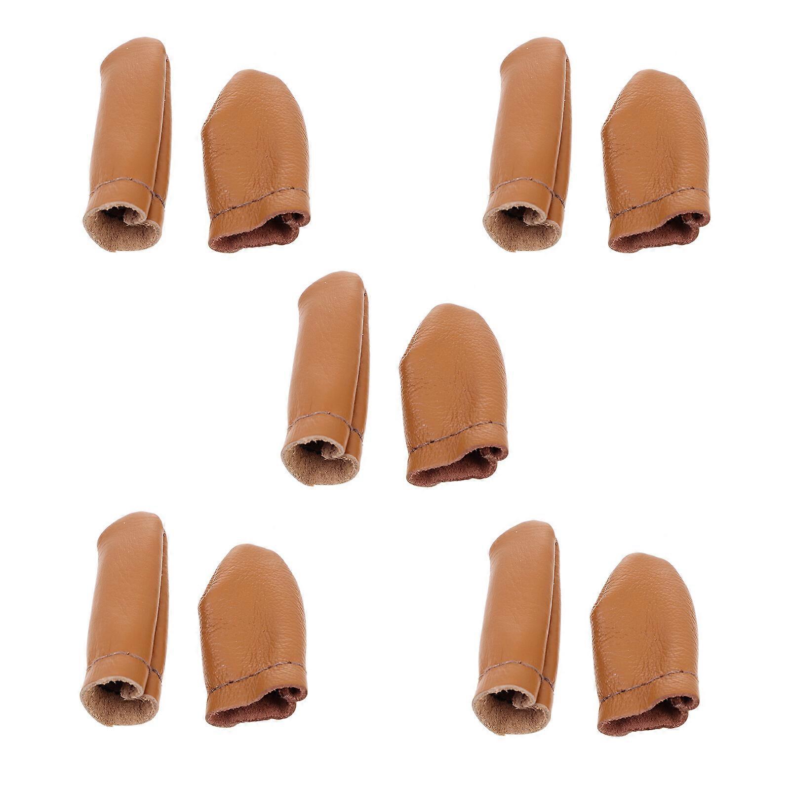 10 Pcs PU 가죽 골무 손가락 보호대 실용적인 DIY 펠팅 공예 손가락 침대