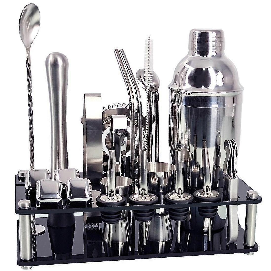 Kit barista 23 pezzi Shaker in acciaio inossidabile Ice Grain Acrylic Stand per bevande miste Bar Tools