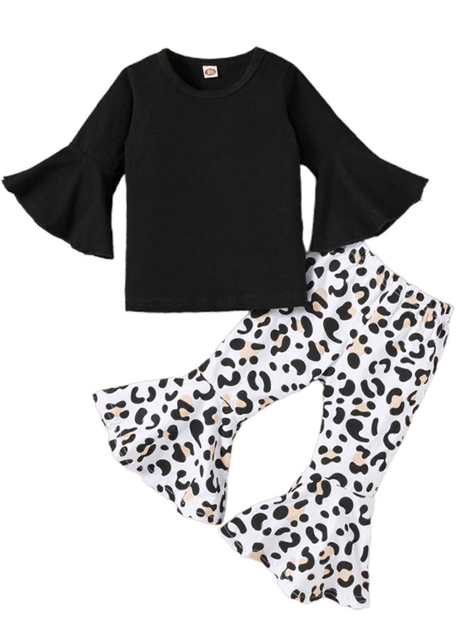 2-6 år Flickor Top Leopard Byxor Outfit Set