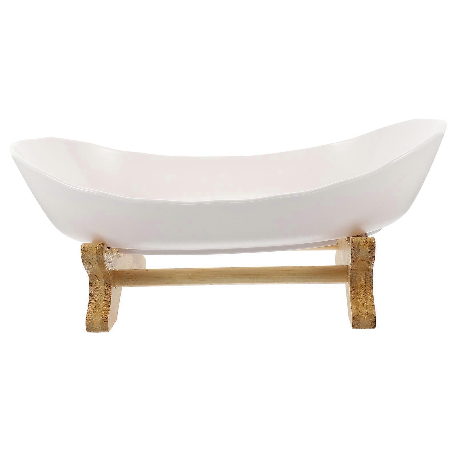 Fruktskål med träställ Snacks Dessertförvaringstallrik Fruktbricka Snacksbricka