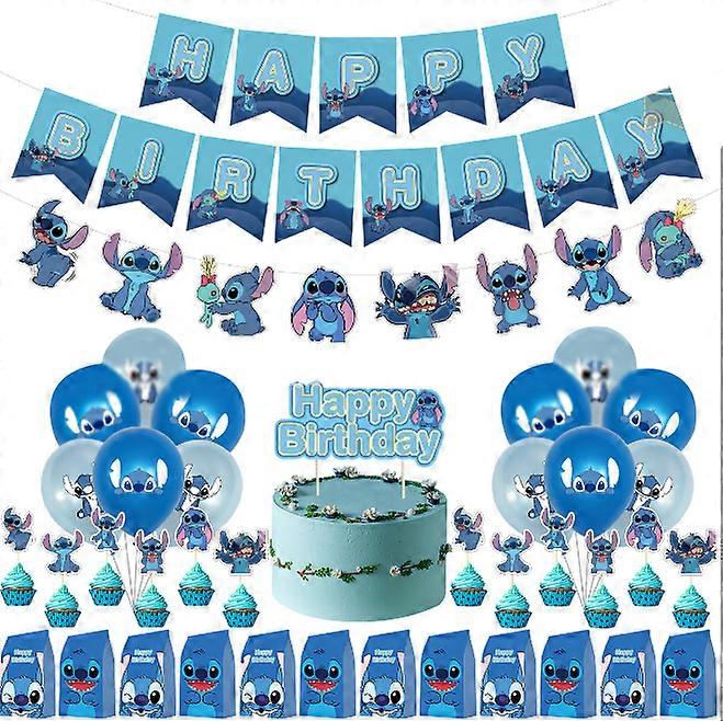 Lilo & Stitch Verjaardagsbanner – Roze-blauw-geel Hawaïaans Thema Met Bloemen En Ananas, 3 Meter Lang, Voor Strand- Of Zomerfeest