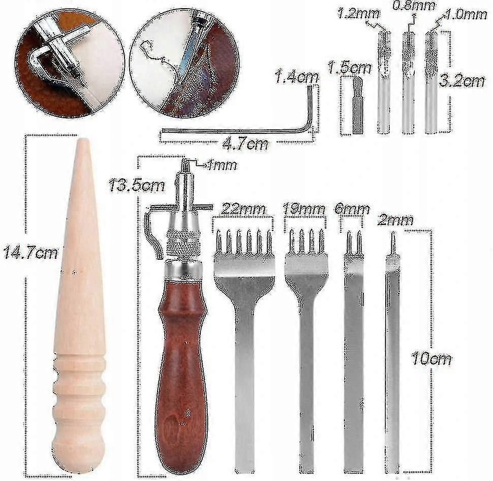 Leather Craft Tool Set Stainless Steel Hole Chisel Graving Stitching Punch Tools Kit