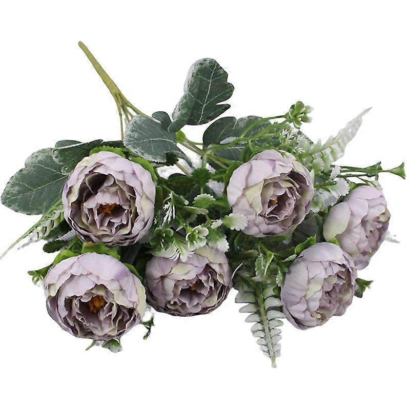 6 Forks Artificial Flower No-Fading No Withering Not Need to Water Realistic Decorative Simulation Peony Flowers for Wedding Qinhai