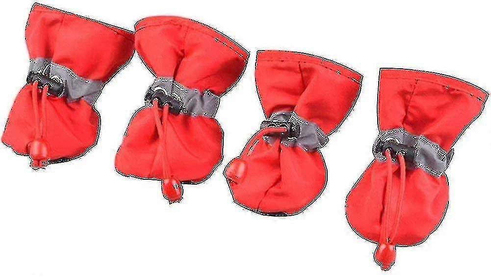 Su Geçirmez Köpek Yavrusu Yağmur Botları, 4 Evcil Hayvan Botu Seti, Yumuşak Kumaş Su Geçirmez Köpek Ayakkabıları (s, kırmızı)