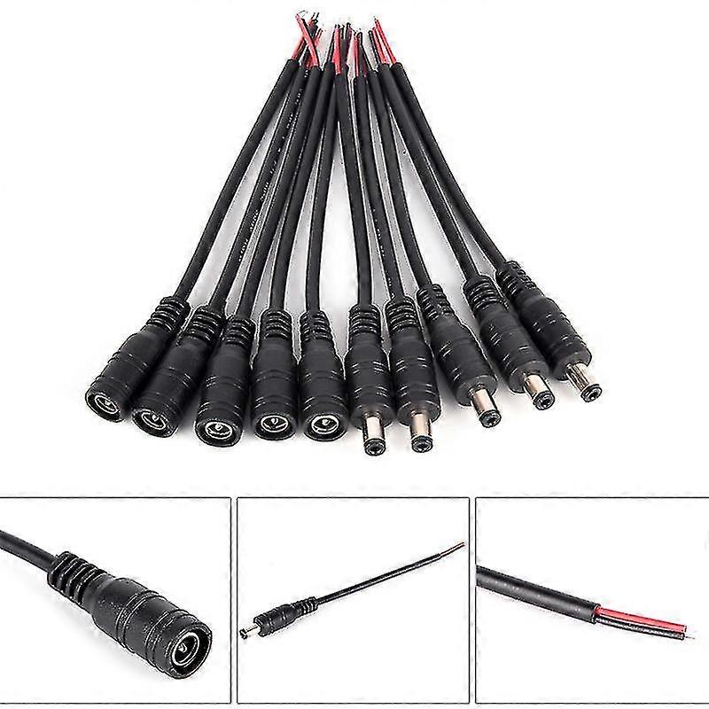5pair Security 5.5x2.1mm Male+female Dc Power Socket Plug Connector Cable Wire