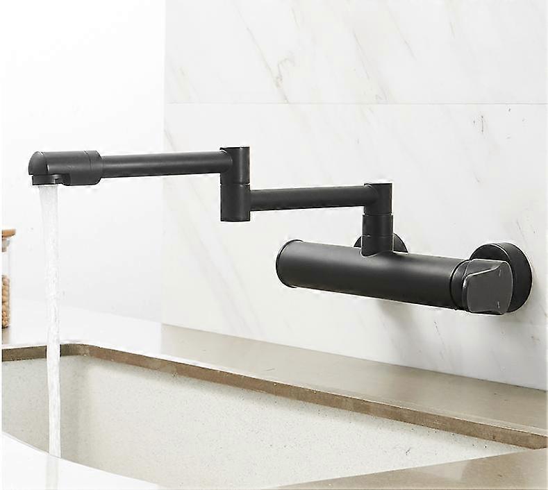 Robinet d'eau chaude et froide, pliable pivotant rtractable, robinet mural noir, double mode