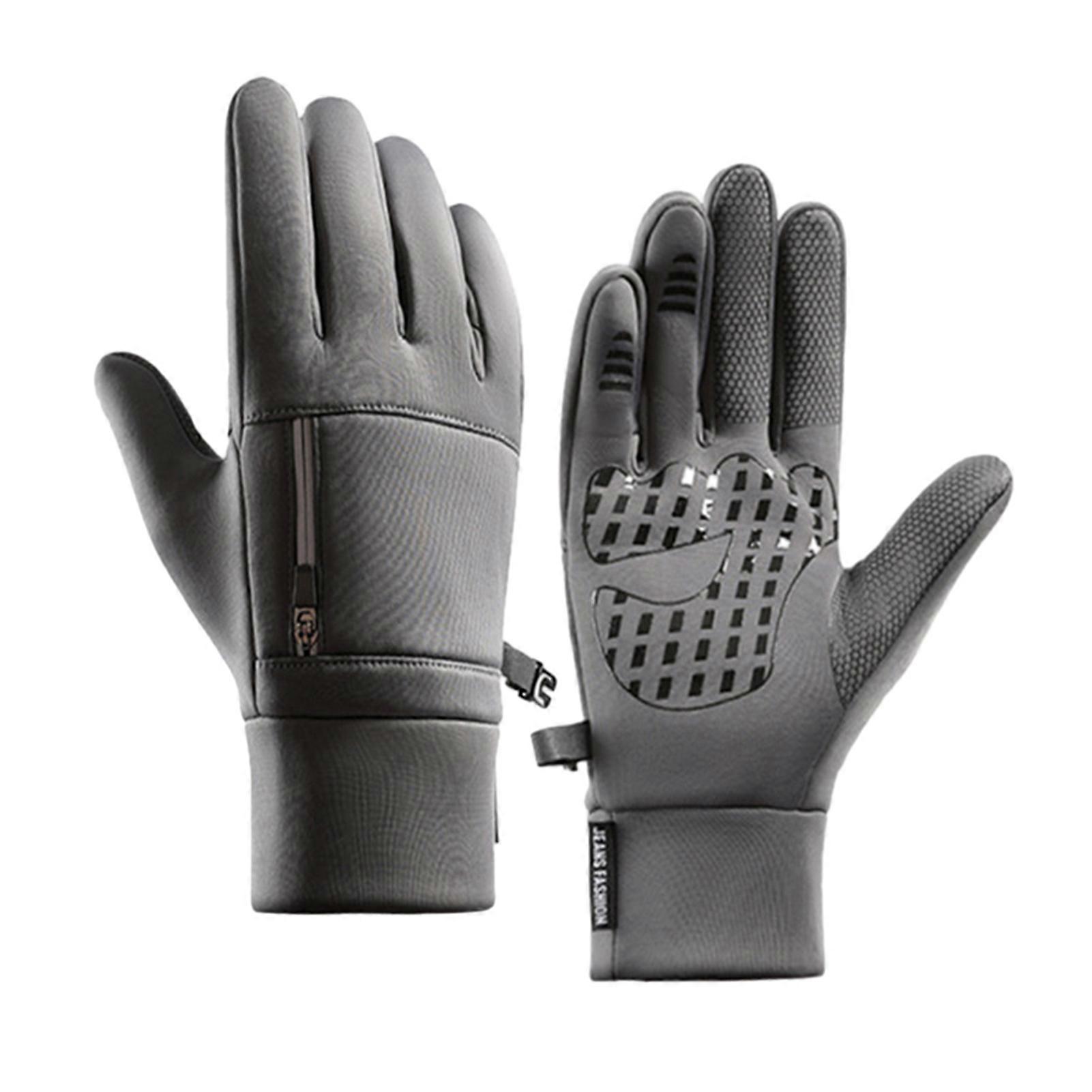 1 Pair Winter Cycling Gloves Great Friction Particle Palm Finger-flip Touch Screen Unisex Soft Thickened Warm Windproof Waterproof Reflective Zipper P