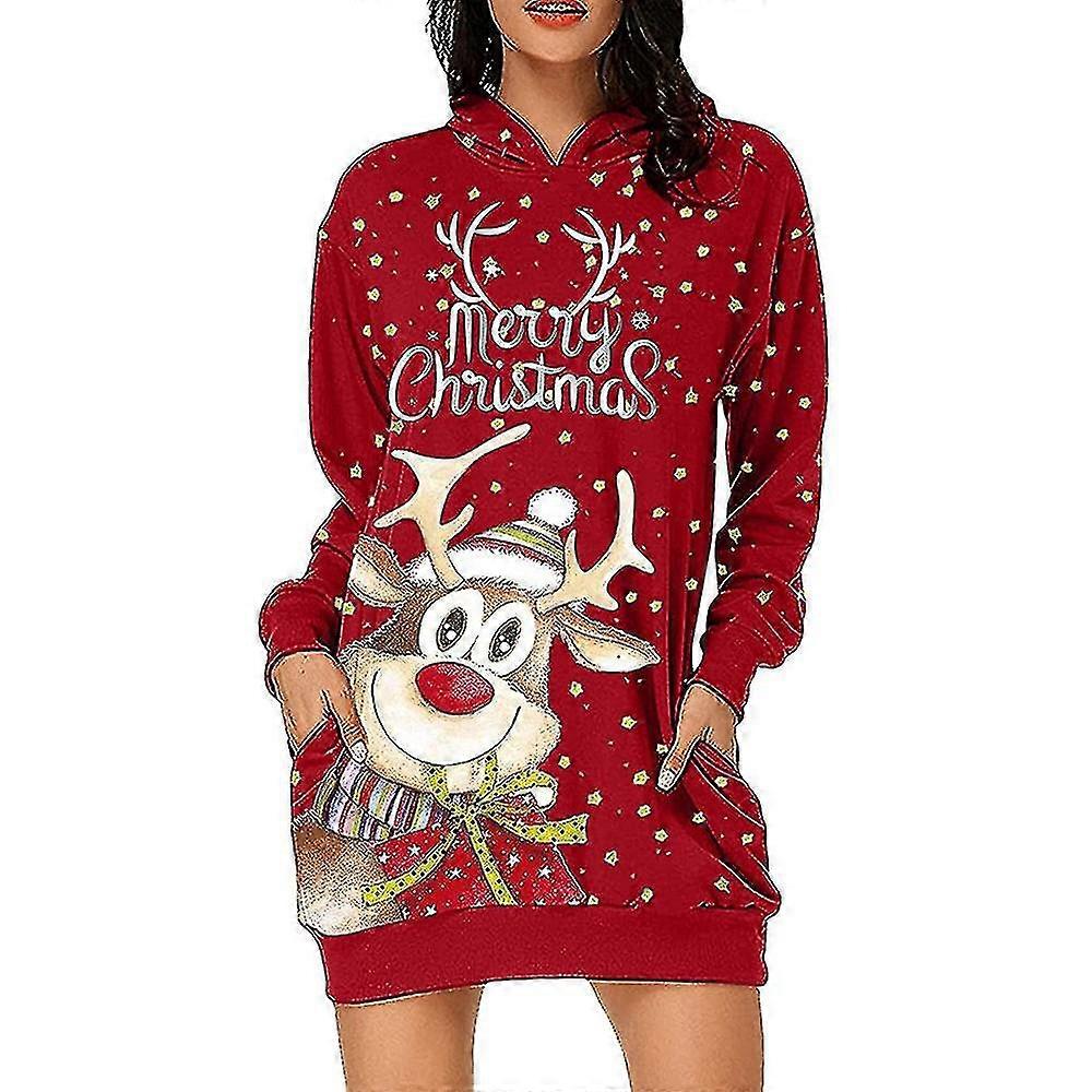 Jul Dam Hoodie Klänning Pullover Julfest Kostym
