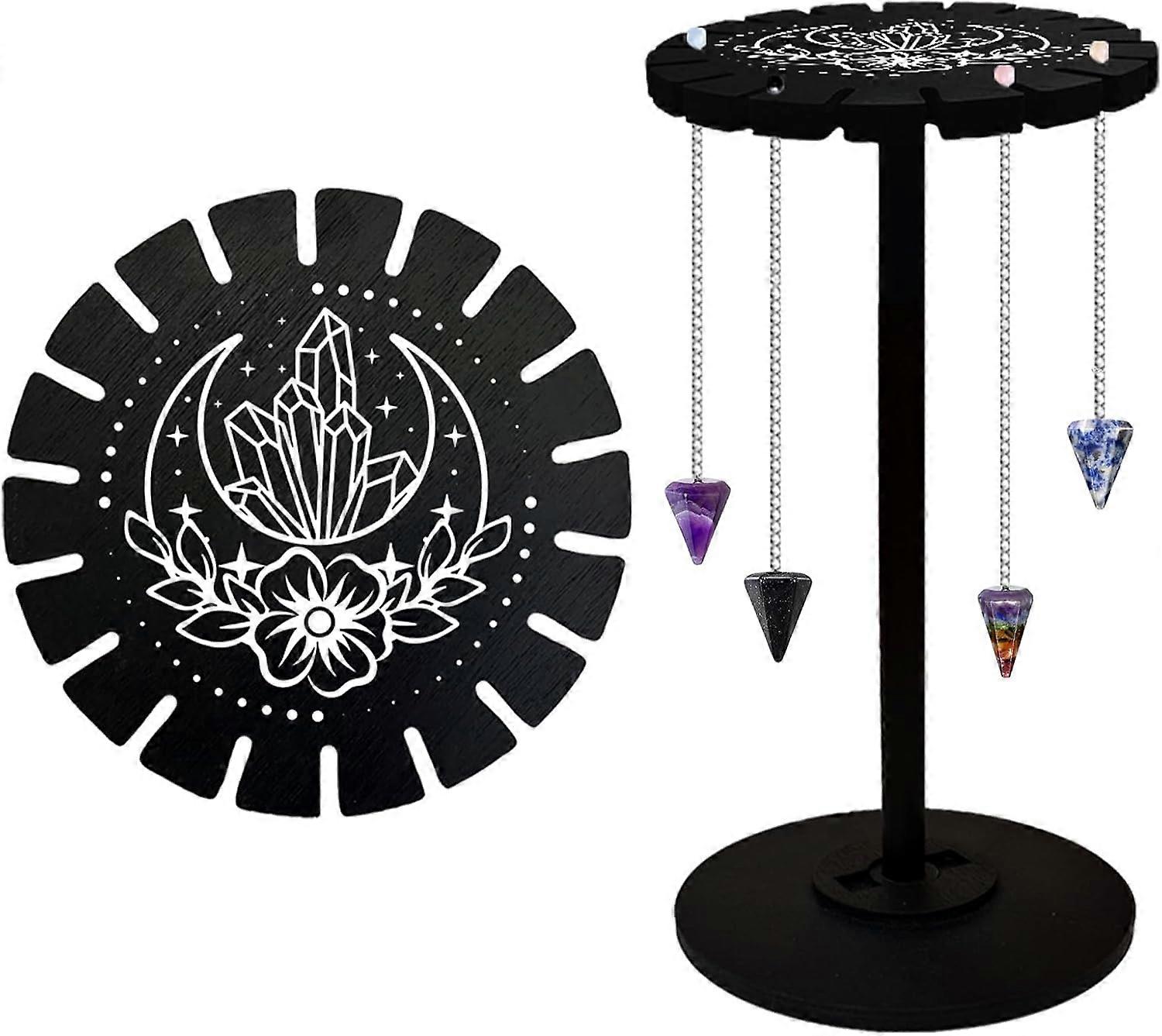 Moon Pendulum Display Stand Crystal Pendulum Stand Crystal Holder Up 18 Divination Wooden Pendulum Board Black Witch Stuff Pendulum Holder for Crystal