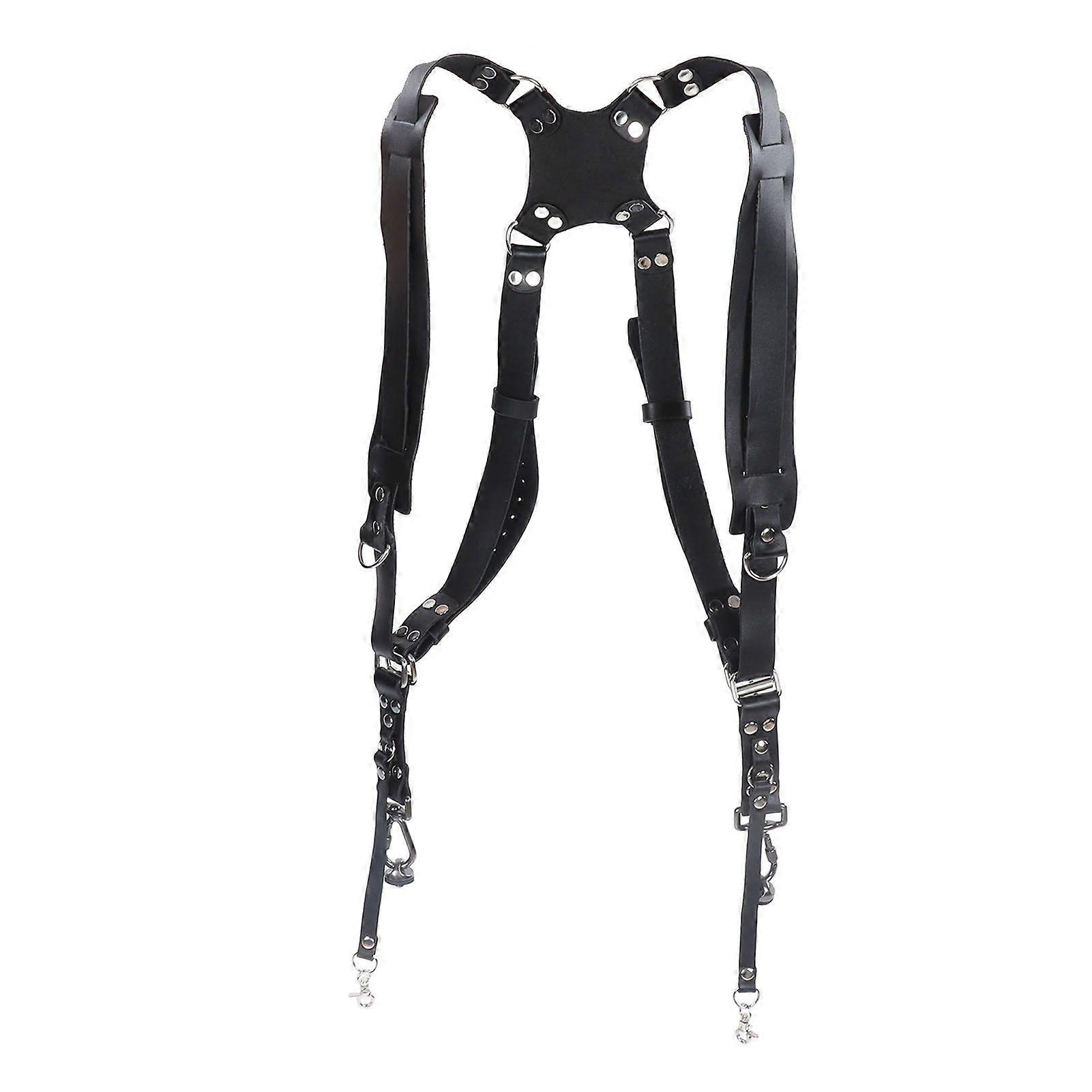 Camera Strap Shoulder Carry Way Leather Dual Camera Harness for Digital Camera SLR DV