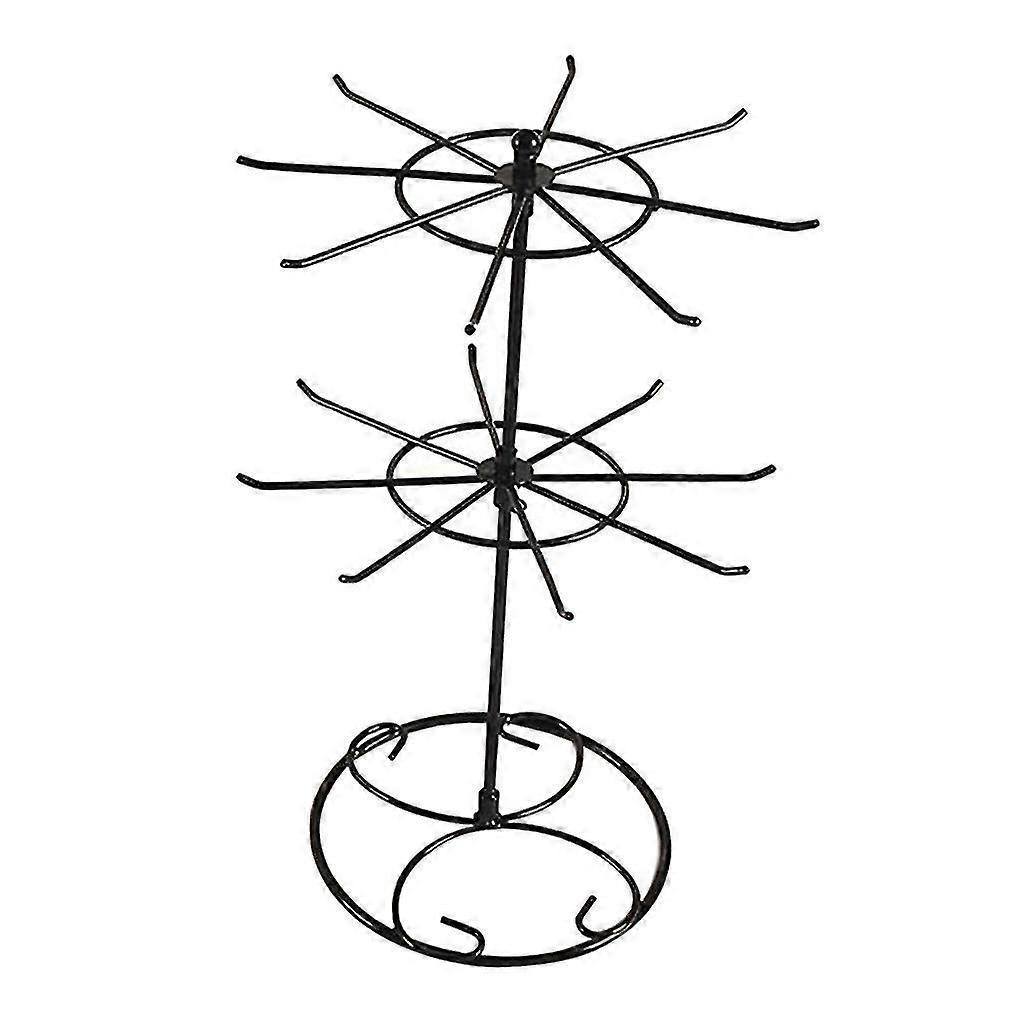Rotating Iron 2-tier Revolving D Rack Jewelry Keyring Toy Display H