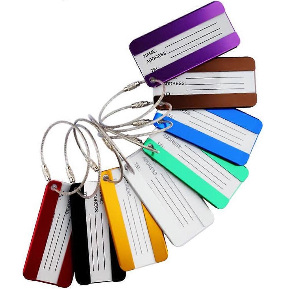 Set of 8 Metal Luggage Tags, Suitcase Tags with Address Labels