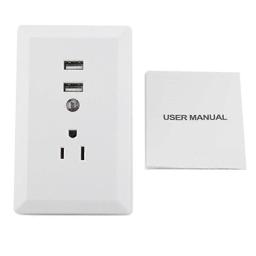 Power Plug Adapter Multi Plug Outlets USB Wall Mount Adapter with Night Light(White) US Plug