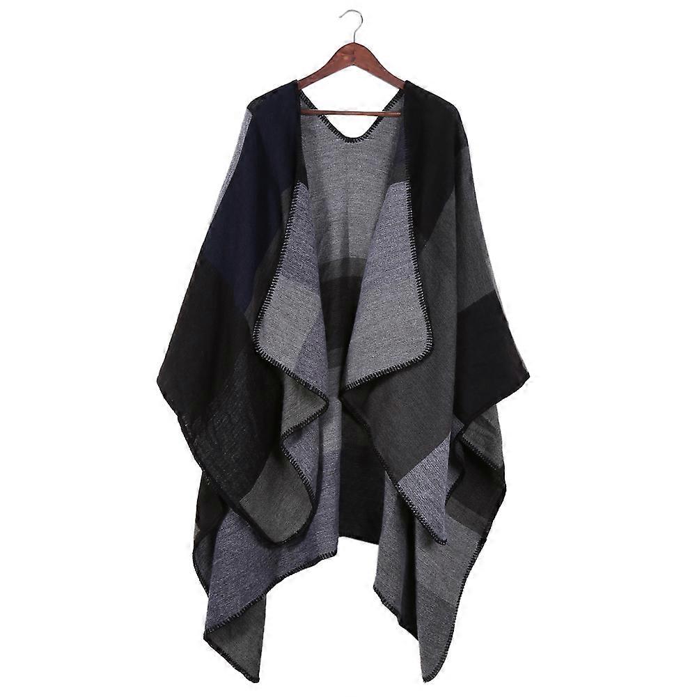 Cachecol Vintage Macio Quente Caxemira Cobertor Inverno Mulheres Poncho Capas Wrap Cinza